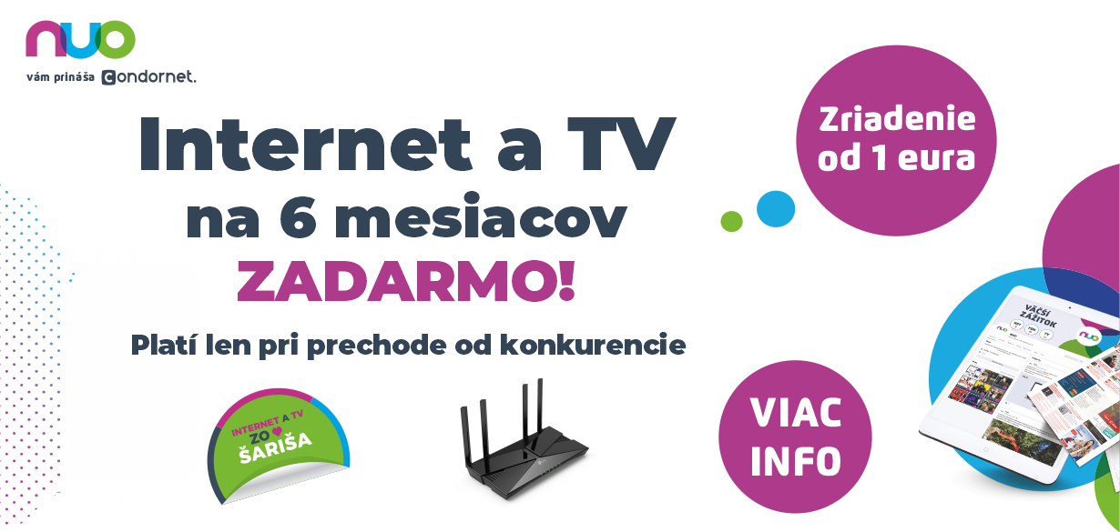 Pri prechode od konkurencie Internet a TV až na 6 mesiacov zadarmo