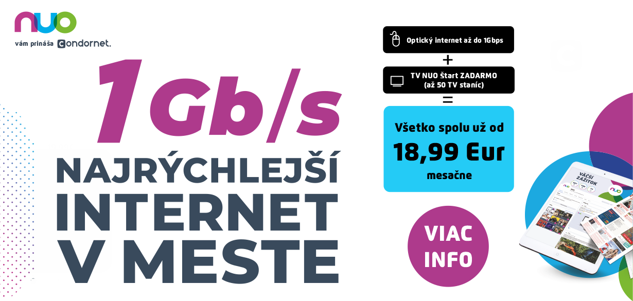 OPTICKÝ INTERNET 1 Gbps + TV zadarmo za 18,99€/mes.