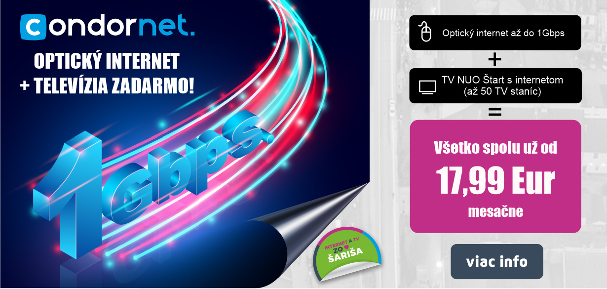 OPTICKÝ INTERNET 1 Gbps + TV zadarmo za 17,99€/mes.