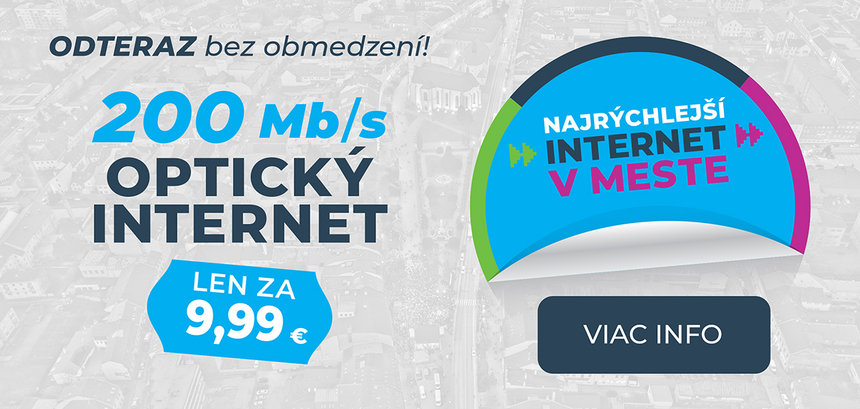 OPTICKÝ INTERNET 200 Mb/s len za 9,99€